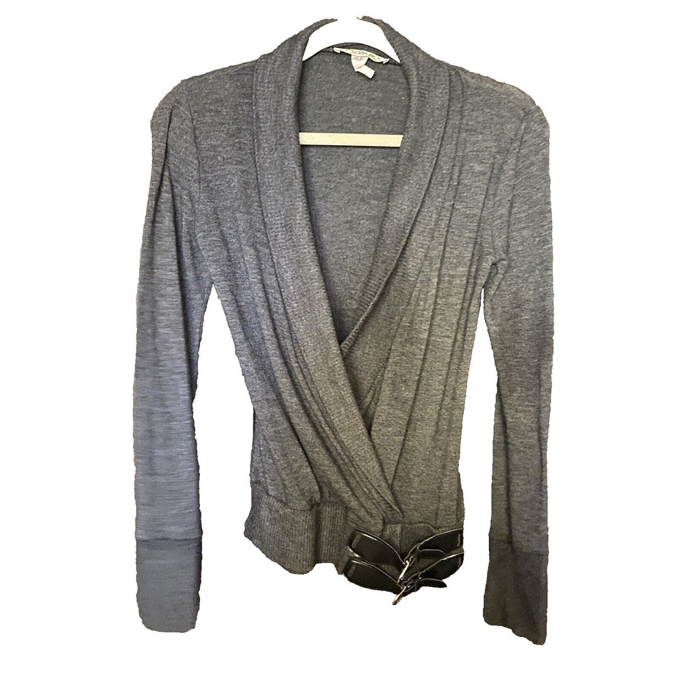 Mind Code Sweater Women's Size Small Crossover with buckle accents.